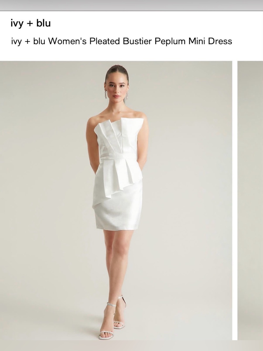 ivy + blu ivy + blu Women's Pleated Bustier Peplum Mini Dress